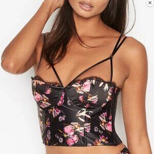 Victoria Secret Black Floral Lingerie Top NWT
